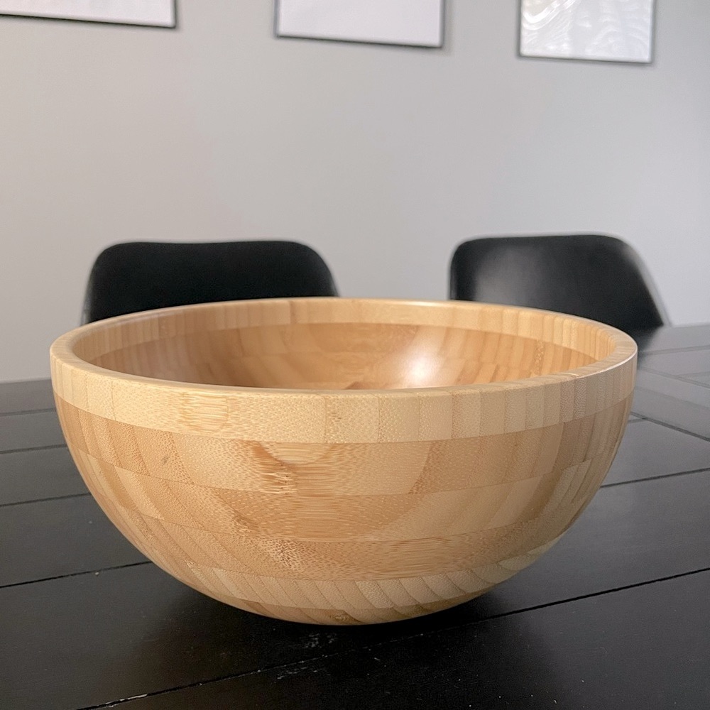 Bamboo wood serving bowl, 11”